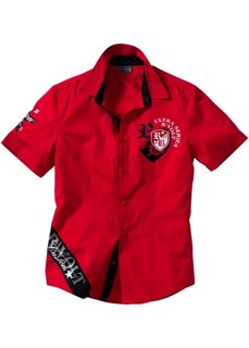 Рубашка зауженного покроя с коротким рукавом (красный) Bonprix