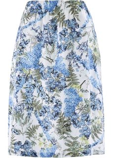 Льняная юбка с цветочным принтом (белый с рисунком) Bonprix