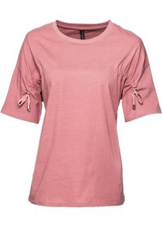 Футболка с драпировкой (пепельно-розовый) Bonprix