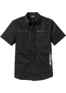 Рубашка Slim Fit с короткими рукавами (черный) Bonprix