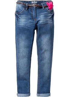 Узкие джинсы с ремнем (синий) Bonprix