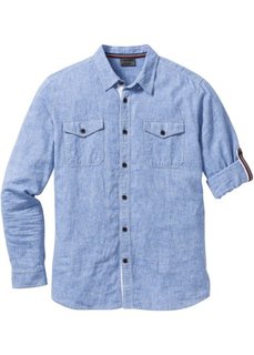 Рубашка Regular Fit с длинным рукавом (синий меланж) Bonprix