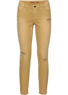 Узкие джинсы до щиколоток в поношенном стиле (желтый) Bonprix
