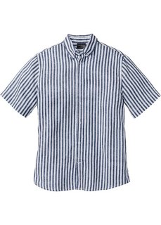 Льняная рубашка Regular Fit с коротким рукавом (темно-синий/белый в полоску) Bonprix
