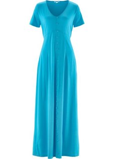 Трикотажное макси-платье с коротким рукавом (синий) Bonprix