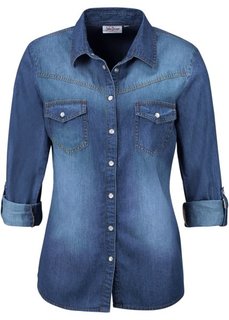 Джинсовая рубашка (синий «потертый») Bonprix