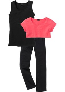 Пижама 3 в 1 (нежный ярко-розовый/черный/нектариновый) Bonprix