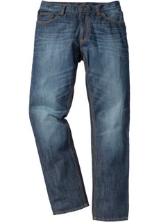 Прямые джинсы стандартного  покроя regular fit, cредний рост (N) (темно-синий «потертый») Bonprix