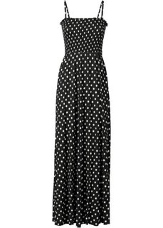 Макси-платье с буфами (черный/белый в горошек) Bonprix