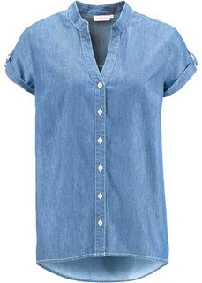 Джинсовая рубашка с коротким рукавом (нежно-голубой) Bonprix