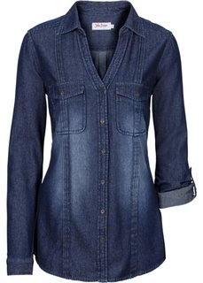 Удлиненная джинсовая блуза-рубашка (темно-синий) Bonprix
