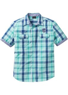 Клетчатая рубашка Regular Fit с коротким рукавом (мятно-зеленый/синий в клетку) Bonprix