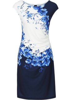 Платье с драпировкой (черный/темно-синий с принтом) Bonprix