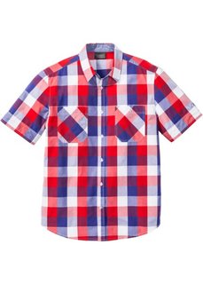 Рубашка Regular Fit с коротким рукавом (голубой в клетку) Bonprix