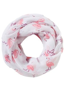 Шарф-снуд Фламинго (белый/розовый) Bonprix