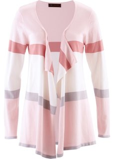 Кардиган (нежно-розовый/цвет белой шерсти в полоску) Bonprix