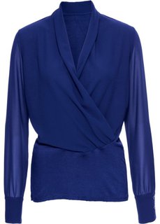 Блузка с драпировкой (темно-синий) Bonprix