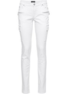 Эластичные брюки-карго (белый) Bonprix