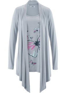 Футболка 2 в 1 (серебристо-серый с рисунком) Bonprix