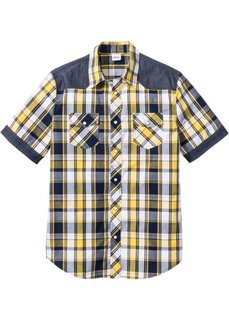 Рубашка стандартного покроя с коротким рукавом (желтый в клетку) Bonprix