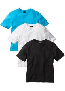 Классическая футболка (белый + бирюзовый + черный) Bonprix