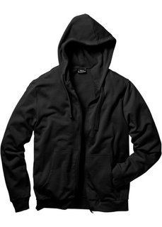 Трикотажная куртка стандартного покроя с капюшоном (черный) Bonprix
