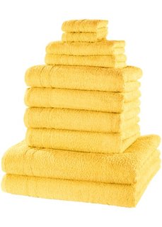 Комплект однотонных полотенец New Uni (10 шт.) (манго) Bonprix