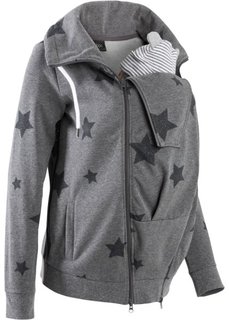 Для будущих мам: трикотажная куртка со вставкой для малыша (серый меланж/шиферно-серый с рисунком) Bonprix