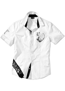 Рубашка зауженного покроя с коротким рукавом (белый) Bonprix