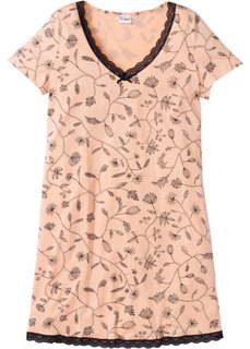 Ночная рубашка из биохлопка (светлый персиковый/черный с рисунком) Bonprix