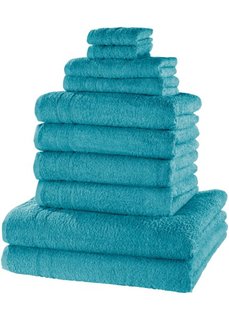 Комплект полотенец Нью Уни Делкюс (10 шт.) (сине-зеленый) Bonprix