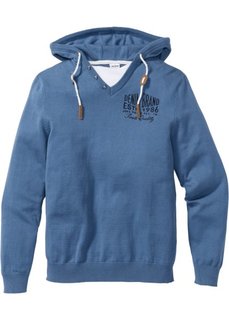 Пуловер Regular Fit с капюшоном (синий) Bonprix