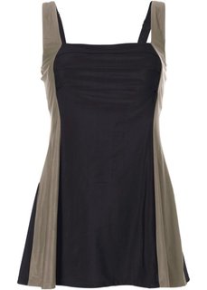 Купальник-платье, моделирующий фигуру (черный/светло-оливковый) Bonprix