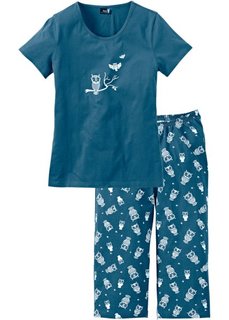 Пижама с брюками капри (серо-синий/белый) Bonprix