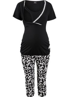 Пижама для будущих и кормящих мам (черный с рисунком) Bonprix