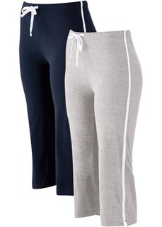 Спортивные брюки капри с эффектом стретч (2 шт.) (темно-синий/серый меланж) Bonprix