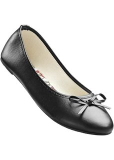 Однотонные балетки с бантиком (черный) Bonprix
