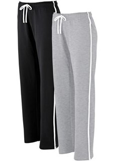 Трикотажные брюки (2 шт.) (черный/светло-серый меланж) Bonprix