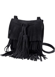 Замшевая сумка с бахромой (черный) Bonprix