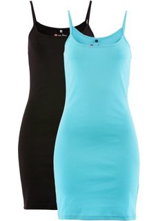 Трикотажное платье (2 штуки в упаковке) (аква + черный) Bonprix