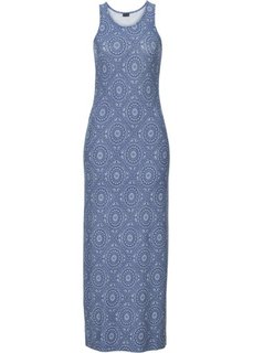 Трикотажное макси-платье (синий с узором) Bonprix