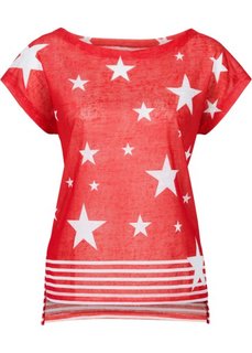 Футболка (клубничный/белый с рисунком) Bonprix