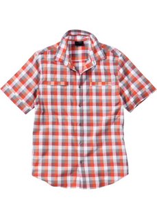 Клетчатая рубашка Regular Fit (мандариново-красный в клетку) Bonprix