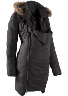 Мода для беременных и молодых мам: куртка с карманом-вкладкой для малыша (черный) Bonprix
