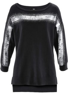 Пуловер с блестящей отделкой (черный) Bonprix