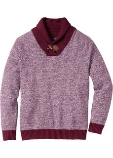 Пуловер Regular Fit с шалевым воротом (кленово-красный) Bonprix