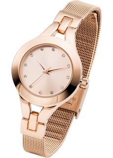 Металлические наручные часы с сетчатым браслетом (розово-золотистый) Bonprix