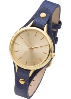 Часы на узком браслете (синий/золотистый) Bonprix