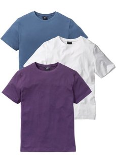 Классическая футболка (виноградный + синий джинсовый + белый) Bonprix