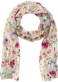 Узкий шелковый шарф с цветочным принтом (кремовый/различные расцветки) Bonprix